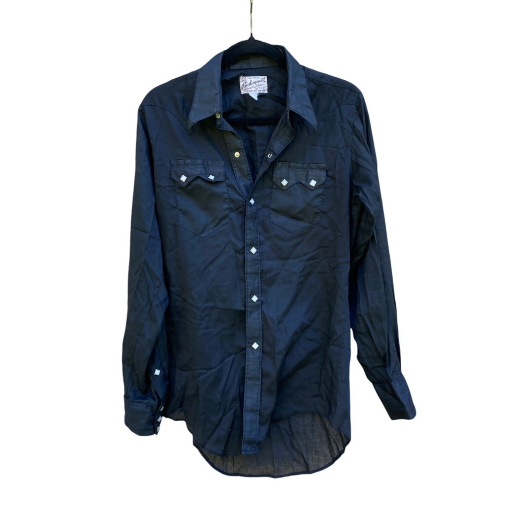 Rockmount Ranch Wear Vintage Black Western Pearl Snap Shirt Mens Large Cowboy